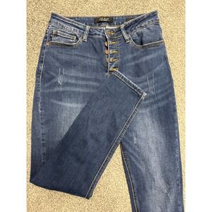 Judy Blue High Rise Button Fly Skinny Cropped Jeans Dark Wash Size 9 29